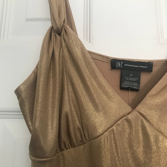 NEW - Dressy Gold V-Neck Sleeveless Top - Picture 4 of 7